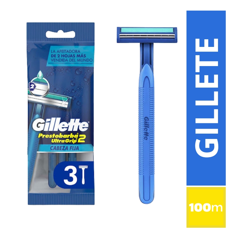 Máquina de Afeitar Gillette Prestobarba Ultra Grip 2 (x3)